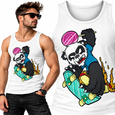 TANK TOP ŚMIESZNY  PANDA SKATE